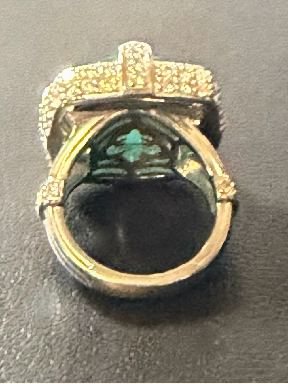 Judith Ripka Turquoise Doublet and CZ, Sterling Silver Cocktail Ring, Size 6 - Picture 5 of 10